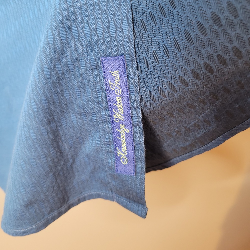 Robert Graham Mens 2XL Blue Textured Jacquard Short Sleeve Button Down Shirt - Picture 7 of 11